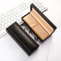 En stock, étui à stylos rectangulaire avec logo OEM, organiseur de bureau, emballage cadeau en papier pliable, boîte de rangement pour stylos