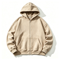 Sweat à capuche zippé en coton épais, coupe oversize, effet vieilli, avec poche kangourou, chaud et de qualité supérieure, pour la mode