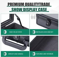 Vitrine de présentation pour cartes de visite, en aluminium, sur pied, noire, 24"x20", avec couvercle en acrylique transparent, portable pour salons professionnels