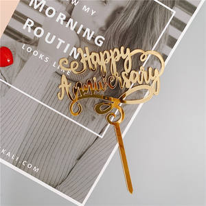 ¡Venta caliente acrílico '<span class=keywords><strong>Feliz</strong></span> aniversario' Cake Topper para boda Año Nuevo Día del Padre Día de San Valentín Decoración para Navidad también! - Product Image 4