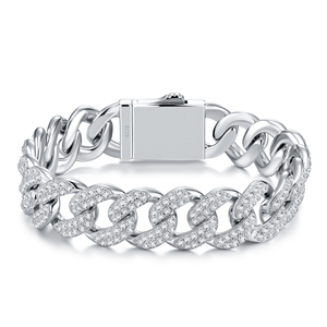 Pulseras de Hombre Estilo Hip Hop con Incrustaciones de Moissanita, Cadenas de Piedras Preciosas, Cadena Cubana Gruesa de Plata de Ley S925 para Hombre - Product Image 6