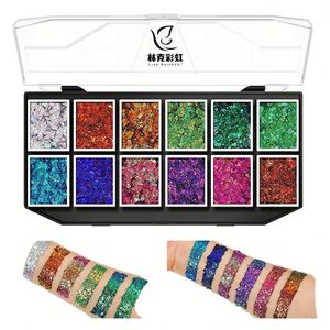 12 Colors Children's Mineral Body Glitter <b>Makeup</b> Palette Safe Skin Easy Clean Festival Face Body Paint Sparkles for Parties - Product Image 1