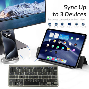 Clavier de voyage sans fil BT ergonomique, à touches à ciseaux, pliable, avec support, rechargeable, pour tablette/ordinateur portable - Product Image 2