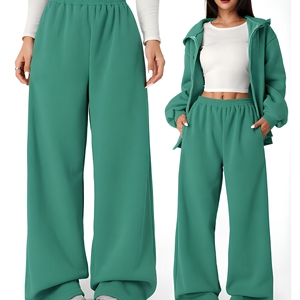 Custom <b>Womens</b> Wide Leg Sweatpants <b>Baggy</b> <b>Jogger</b> Pants Private Label Fashion Brand Wholesale Apparel Manufacturer USA Bulk - Product Image 1