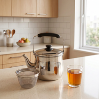 Bouilloire à thé et à eau en acier inoxydable de qualité commerciale avec couvercle, compatible induction, design moderne et écologique, pratique pour faire bouillir l'eau