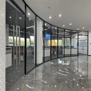 <span class=keywords><strong>Cloison</strong></span> en verre simple à structure arquée, mur de 80 mm, verre trempé de 10-12 mm, isolation acoustique - Product Image 1