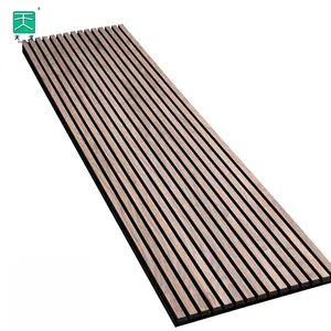 TianGe Wall And Ceiling Interor Decoration Pet Wood Mdf Veneer Oak Wooden Slat Acoustic Panel