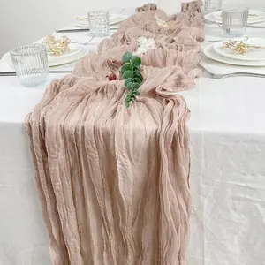 Romantic Gauze Cheesecloth Table Runner Cloth Decorative Table Runner Grey Blue Table Runner