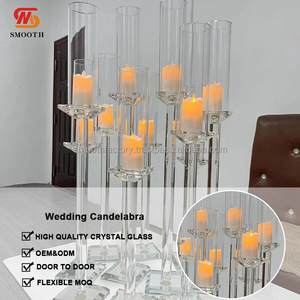 Décoration de table pour fête d'anniversaire LEDA, porte-bougie en cristal à haut bras, bougeoir en verre acrylique transparent pour banquet de mariage - Product Image 3
