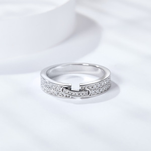 Anillo de compromiso de moissanita chapado en oro blanco de 18k, regalo de San Valentín, Diamante de plata de ley, anillo de pareja eternity de moissanita - Product Image 6