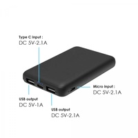 Mini Power Bank Slim 5000mAh, couleur blanche et noire, taille de carte bancaire, powerbank avec double USB Micro Type C