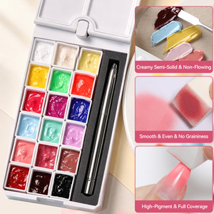 Gel UV LED pour nail art, gel de peinture solide haute saturation, gel à ongles tapable, avec couvercle rotatif à 18 compartiments, pour dégradé blush, vente en gros - Product Image 5