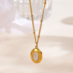 <span class=keywords><strong>Collana</strong></span> con Ciondolo in Pietra Naturale Amazonite Geometrica alla Moda per Donna, Placcata in Oro 18K con Catena Figaro in Acciaio Inossidabile - Product Image 5