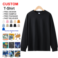 T-shirt uni blanc vierge pour homme, col rond, manches longues, surdimensionné, poids lourd, 100% coton, 230 g/m², qualité supérieure, personnalisé