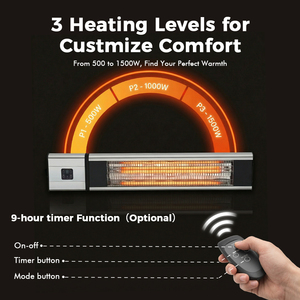 Calentador Eléctrico de Patio de Cuarzo para Exteriores, Diseño Moderno, 1800W - Product Image 5
