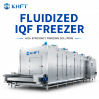 KHFT Fabrieksdirecte verkoop Hoge capaciteit 500kg/u Fluidized IQF machine Vloeibaarbedvriezer voor snelvriezen van voorgbereide voedingsmiddelen