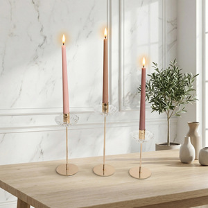 Ensemble <span class=keywords><strong>de</strong></span> 3 chandeliers en verre et métal, support <span class=keywords><strong>de</strong></span> bougie à tige fine pour dîner romantique - Product Image 5