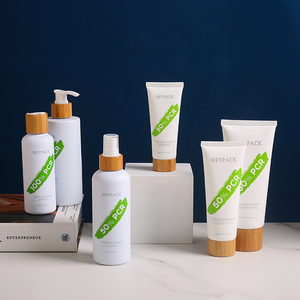 Heypack Brand Wholesale Additifs biodégradables personnalisés et bouteilles de soins de la peau en plastique PET PCR avec bouchons en bambou - Product Image 4