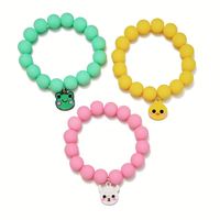 Bracelet Cadeau en Quartz avec Breloques Animaux Mignons (Grenouille, Chat) en Acrylique Rose et Perles Métalliques Plaqué Or DIY pour Enfants - Grande Vente