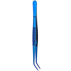 Pinces dentaires de qualité supérieure, pinces à coton et à pansements, pinces chirurgicales courbées à bec dentelé, revêtement bleu - Product Image 6