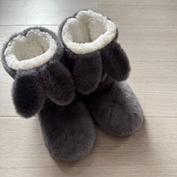 Chaussons d'intérieur pour femmes, mi-mollet, à oreilles de lapin, doux, à semelle souple, antidérapants, chauds, en coton, OEM