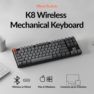 Clavier mécanique Keychron K8 MAX <span class=keywords><strong>TKL</strong></span>, interrupteur Gateron remplaçable à chaud, clavier sans fil rétroéclairé RGB pour Mac Windows Gaming Office - Product Image 1