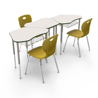 Escritorio Escolar Trapezoidal para Estudiantes, Muebles Escolares, Escritorio Ajustable en Altura para Primaria, Escritorio Infantil con Espacio para Libros y Caja de Almacenamiento
