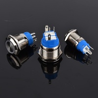 Interrupteur à bouton-poussoir momentané en laiton de 19 mm, IP65, éclairé par LED, tête ronde plate, 4/5 broches NO NC pour contrôle industriel