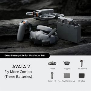 โดรน Avata 2 Fly More Combo รุ่นดั้งเดิม (แบตเตอรี่สามก้อน) กล้องสองตาแบบ Fisheye ระบบระบุตำแหน่งด้วยภาพ FPV ควบคุมการเคลื่อนไหว - Product Image 2