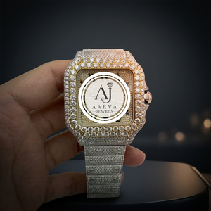 นาฬิกาข้อมืออัตโนมัติทรงสี่เหลี่ยม Aarva Iced Out สำหรับผู้ชาย สไตล์ฮิปฮอป หรูหรา ประดับเพชร VVS มอยส์ซาไนต์ - Product Image 1