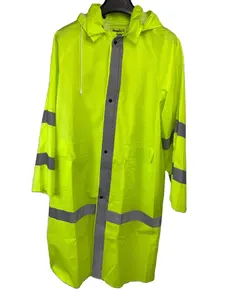 เสื้อกันฝนกันน้ำสำหรับผู้ชาย,เสื้อโค้ทกันฝนผ้าโพลีเอสเตอร์ PVC ทนทานสำหรับทำงานกลางแจ้ง