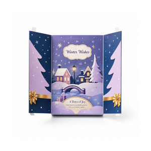 Nuevo Diseño Personalizado, Caja de Calendario de Adviento Navideño de 24 Días, Caja de Regalo de Cuenta Regresiva de Cartón Vacía, Embalaje de Lujo Rígido con Estampado en Lámina Dorada - Product Image 2