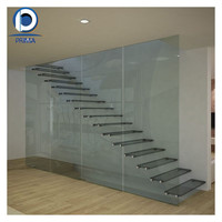 Escalier en verre robuste Prima pour immeuble de grande hauteur, verre trempé courbé et feuilleté, antidérapant, vente chaude