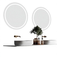 Miroir de salle de bain rond minimaliste mural intelligent à LED éclairé sur mesure pour hôtel B&B de luxe léger