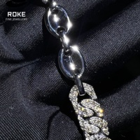 Bracelet chaîne cubaine double rangée style hip-hop de luxe en or 9K-18K avec diamant de laboratoire certifié IGI (sertissage pavé) personnalisé pour cadeau