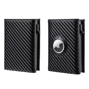 Vente en gros d'usine pour portefeuille antivol <span class=keywords><strong>Airtag</strong></span> en cuir, blocage RFID, <span class=keywords><strong>porte</strong></span>-cartes automatique en cuir véritable - Product Image 1
