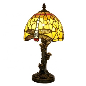 LongHuiJing Tiffany Table Lamp Dragonfly Shade Stained Glass Table Lamp Wholesale Price Antique Style Glass Table Lamp - Product Image 1
