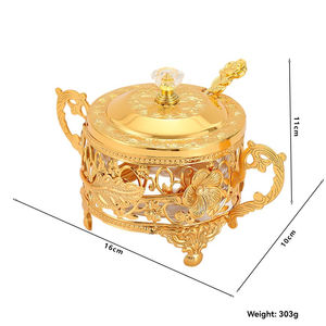 ขวดเครื่องปรุงโลหะสไตล์ยุโรปสุดสร้างสรรค์สำหรับใช้ในครัวเรือน ขวดน้ำตาลแก้วใสลายฉลุสวยงาม - Product Image 6