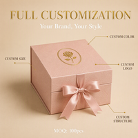 Boîtes cadeaux en papier rose avec couvercle, logo personnalisé imprimé, emballage en carton mignon pour cadeaux de fête, mariage et boutiques.