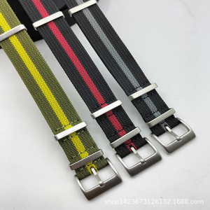 Lionorm 사용자 정의 브레이드 골지 나일론 시계 스트랩 18mm 20mm 22mm 단일 패스 본드 통기성 손목 스트랩 핑크 베이지 블랙 - Product Image 4