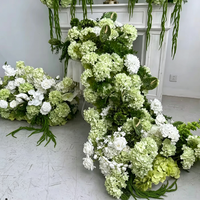 M-FR70 Fleurs artificielles vertes bordeaux naturelles, centre de table blanc pour allée, chemin de table rose, fournitures de décoration de mariage