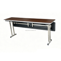 Table de conférence pliante IBM à prix d'usine avec panneau de modestie, pieds chromés et plateau stratifié pour usage bureautique et de formation