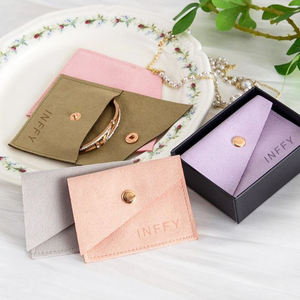 Pochette à bijoux en velours recyclable avec logo personnalisé, enveloppe à rabat, sacs d'emballage de luxe pour petits anneaux, sacs à cordon pour cadeaux, 30x40cm - Product Image 6