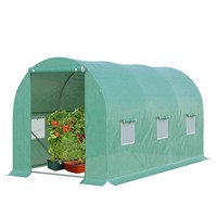 Invernadero tipo túnel, casa cálida de verduras pequeñas y suculentas Una puerta tiene seis ventanas