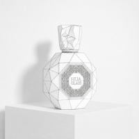 Flacon de parfum en verre multi-facettes vide de 100 ml, forme personnalisée, logo OEM ODM, bouchon doré irrégulier, boîte incluse