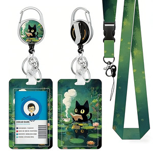 UV embossed <b>ID</b> card <b>holder</b> and fun badge roll 360 rotating keychain office gift - Product Image 5