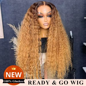 Perruque Lace Front Water Wave en Cheveux Humains Brésiliens Ombré <span class=keywords><strong>Blond</strong></span> Miel avec Mèches, 30 Pouces, Full HD, Sans Colle, pour Femmes - Product Image 4