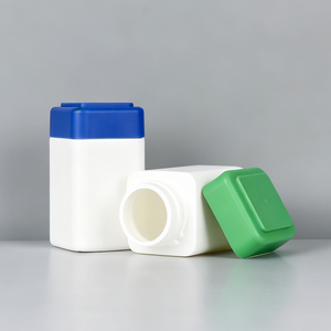 Botella Cuadrada Mate de HDPE de 250 ml con Boca Ancha, Botella para Medicamentos, Píldoras, Vitaminas y Tabletas con Tapa de Rosca de Colores - Product Image 1