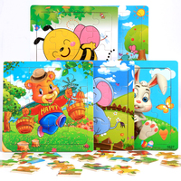Jeu de puzzle en bois 3D avec 16 pièces représentant des animaux de dessin animé, jeu de société éducatif précoce Montessori, jouets en bois pour enfants, garçons et filles