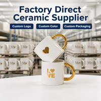 Ensemble de tasses à café en céramique Mr et Mme, cadeau de la Saint-Valentin pour couple, 11 oz, logo personnalisé en gros pour anniversaire de mariage